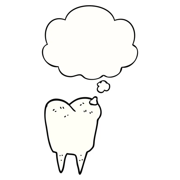 Мультяшный зуб и мыслепузырь — стоковый вектор