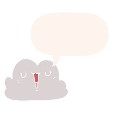 retro tarzında sevimli karikatür bulut ve konuşma balonu