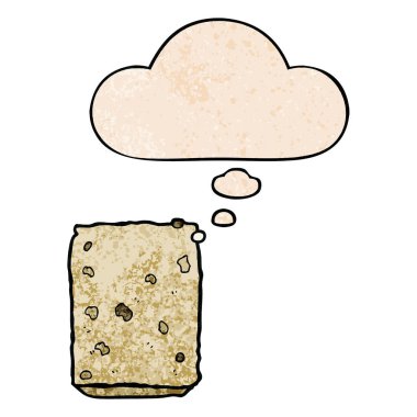 karikatür bisküvi ve grunge doku desen sty düşünce balonu