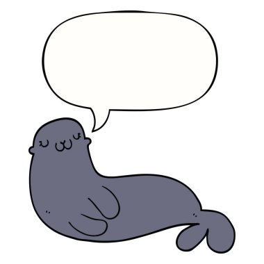 sevimli karikatür mühür ve konuşma balonu