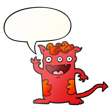 düzgün degrade s karikatür halloween canavar ve konuşma balonu