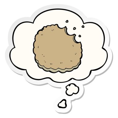 karikatür bisküvi ve baskılı bir etiket olarak kabarcık düşünce