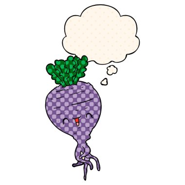 çizgi roman tarzında karikatür şalgam ve düşünce balonu