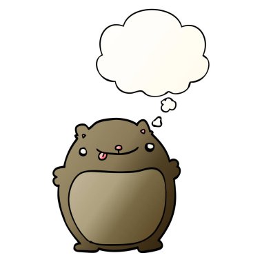 çizgi film ayısı ve pürüzsüz degrade tarzında düşünce balonu