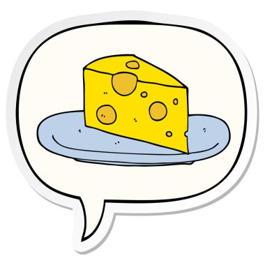 karikatür peynir ve konuşma kabarcık etiket