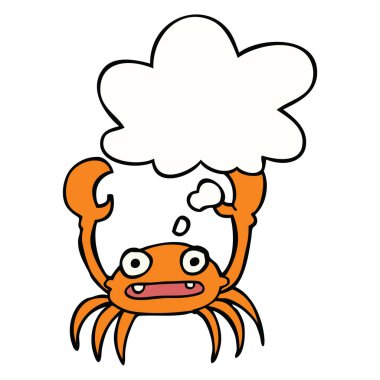 karikatür yengeç ve düşünce balonu