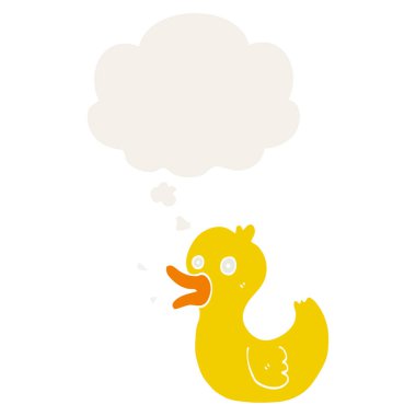 retro tarzında karikatür quacking ördek ve düşünce balonu