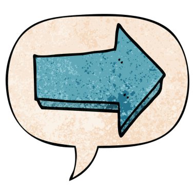 retro doku tarzında karikatür ok ve konuşma balonu