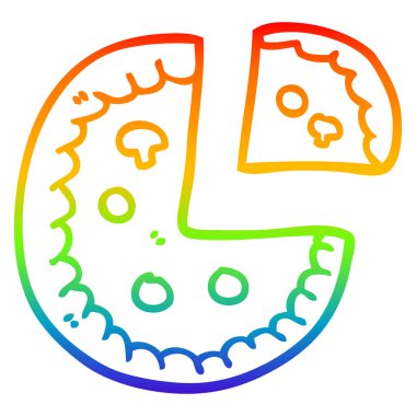 gökkuşağı degrade çizgi çizim karikatür pizza