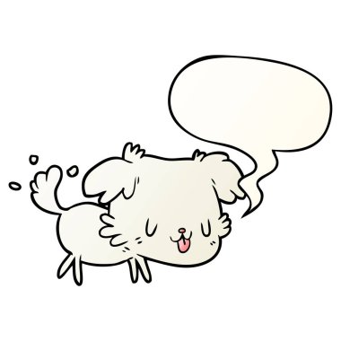 sevimli karikatür köpek dalgalı kuyruk ve konuşma balonu pürüzsüz gradie