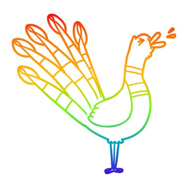 gökkuşağı gradyan çizgi çizim karikatür pealet tavus kuşu