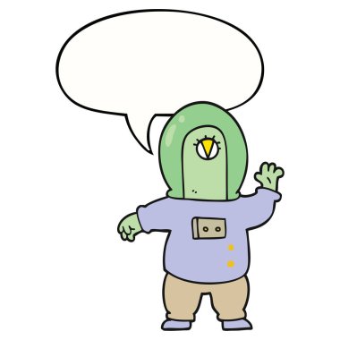 karikatür uzay yabancı ve konuşma balonu