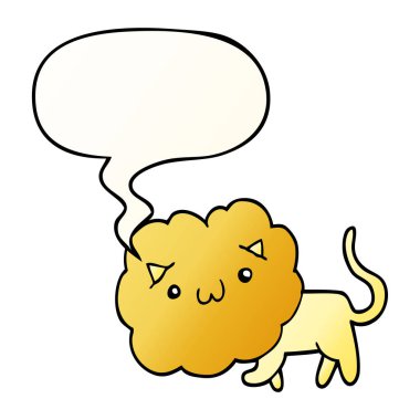 karikatür aslan ve konuşma balonu pürüzsüz degrade tarzında