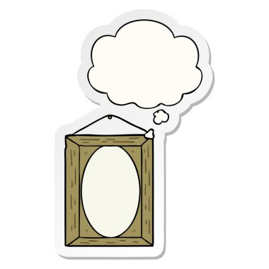 resim çerçevesi ve basılı bir etiket olarak düşünce balonu