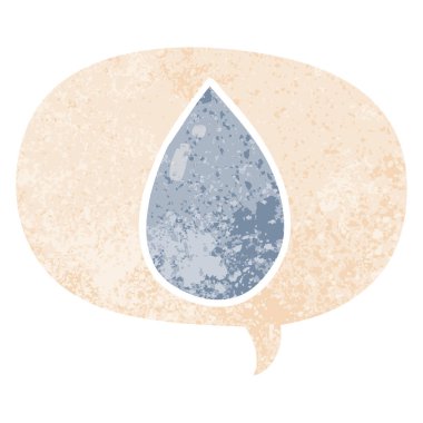 retro dokulu tarzda karikatür su damlacık ve konuşma balonu