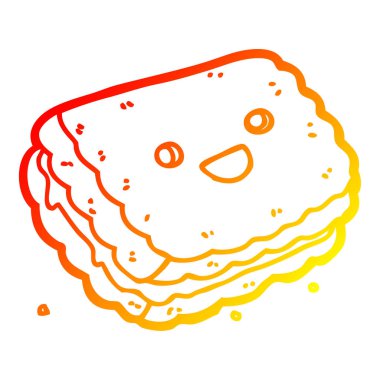 sıcak degrade çizgi çizim karikatür bisküvi