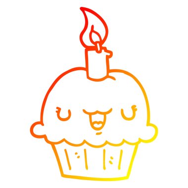 sıcak degrade çizgi çizim karikatür cupcake