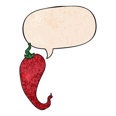 retro doku tarzında karikatür biber ve konuşma balonu