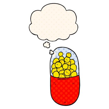 çizgi film hapı ve çizgi roman tarzında düşünce balonu