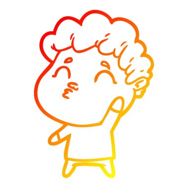 sıcak degrade çizgi çizim karikatür adam pouting