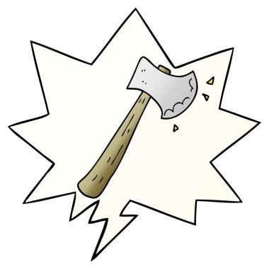 düzgün degrade tarzında karikatür balta ve konuşma balonu