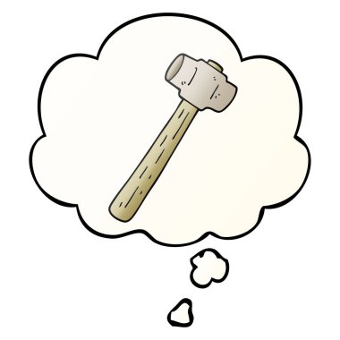 karikatür balyoz ve pürüzsüz degrade tarzında düşünce balonu