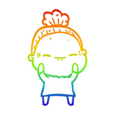 gökkuşağı gradyan çizgi çizim karikatür barışçıl yaşlı kadın