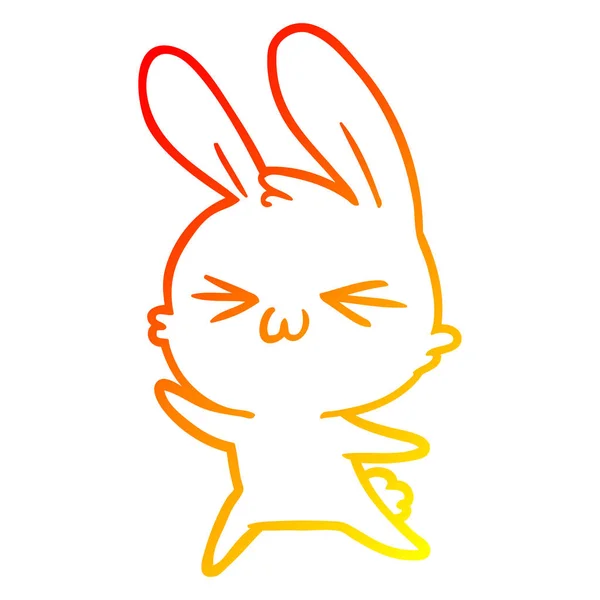 Chaud gradient ligne dessin mignon dessin animé lapin — Image vectorielle