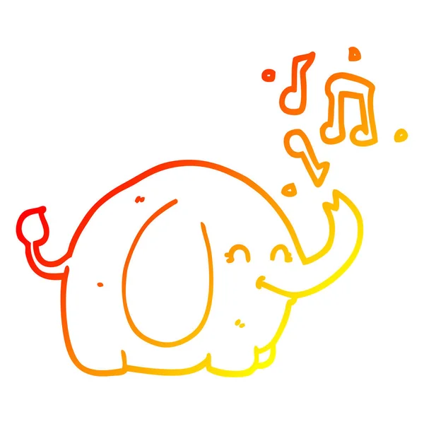 Chaud gradient ligne dessin dessin animé trompette éléphant — Image vectorielle