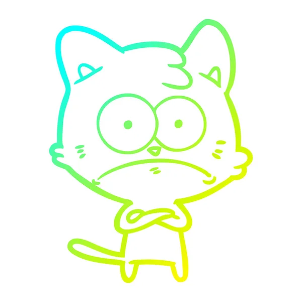 Soğuk degrade çizgi çizim karikatür sinir kedi — Stok Vektör