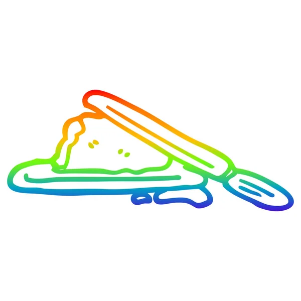 Linha gradiente arco-íris desenho cartoon manteiga e faca —  Vetores de Stock