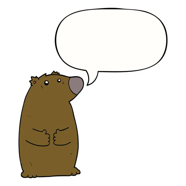 Urso dos desenhos animados e bolha de fala —  Vetores de Stock