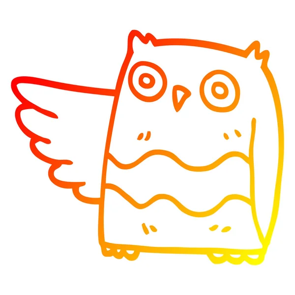 Čára teplého gradientu kresba štastná sova — Stockový vektor