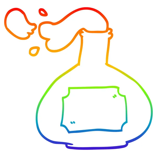 Rainbow gradient ligne dessin dessin dessin animé bouteille de potion — Image vectorielle