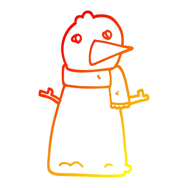 Sıcak degrade çizgi çizim karikatür kardan adam — Stok Vektör