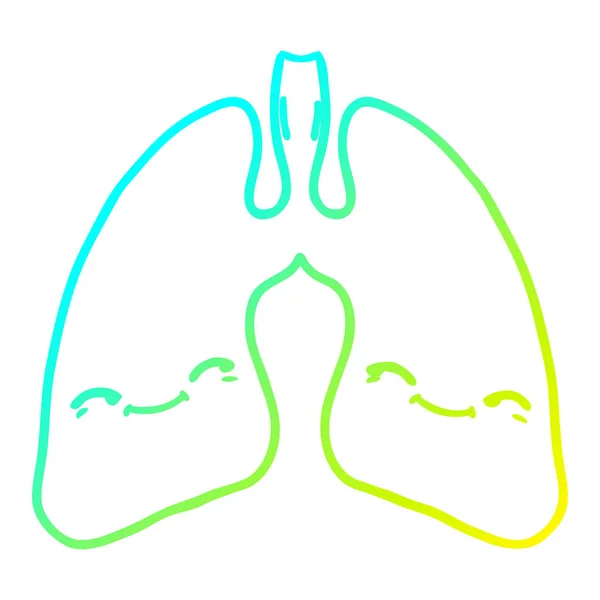 Froid gradient ligne dessin dessin animé poumons — Image vectorielle