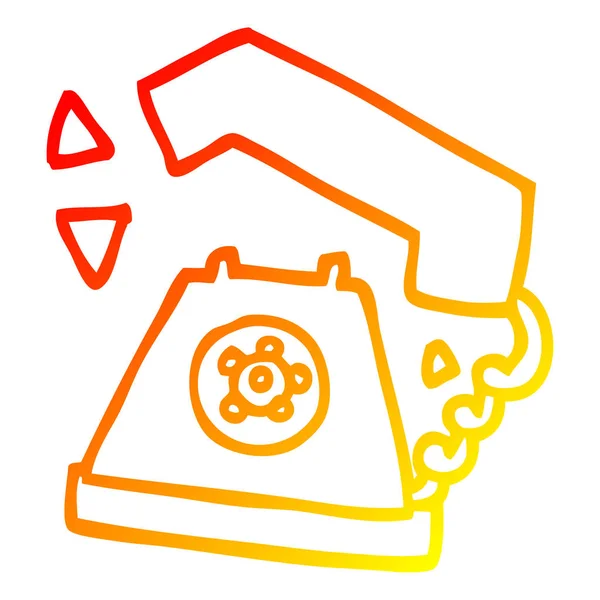 Kresba s teplým přechodem kreslený Retro telefon — Stockový vektor