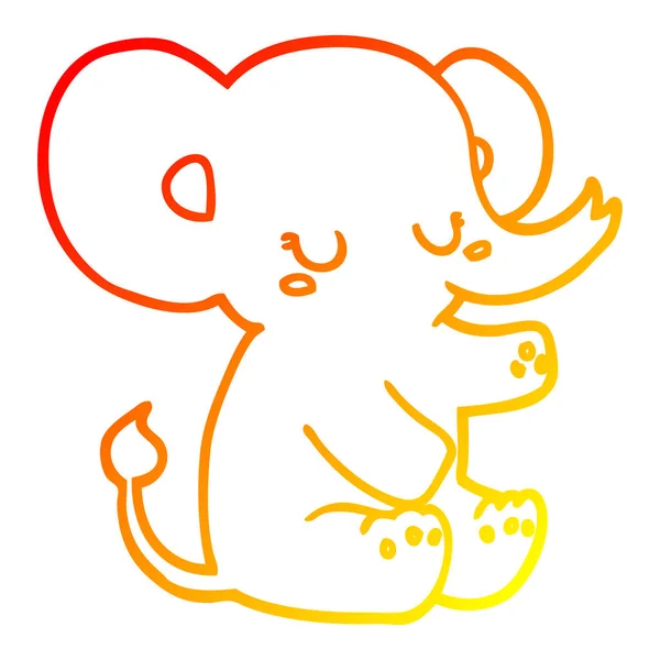 Warme kleurovergang lijntekening cartoon olifant — Stockvector