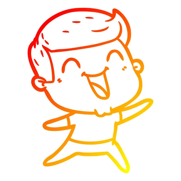 Línea de gradiente caliente dibujo de dibujos animados hombre riendo — Vector de stock