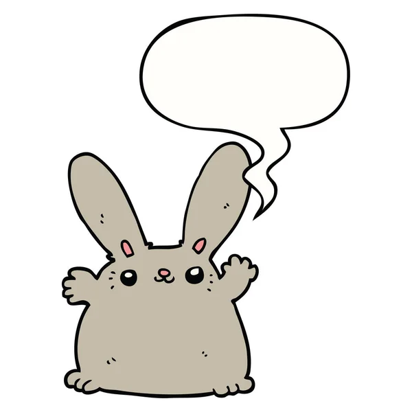 Karikatur-Kaninchen und Sprechblase — Stockvektor