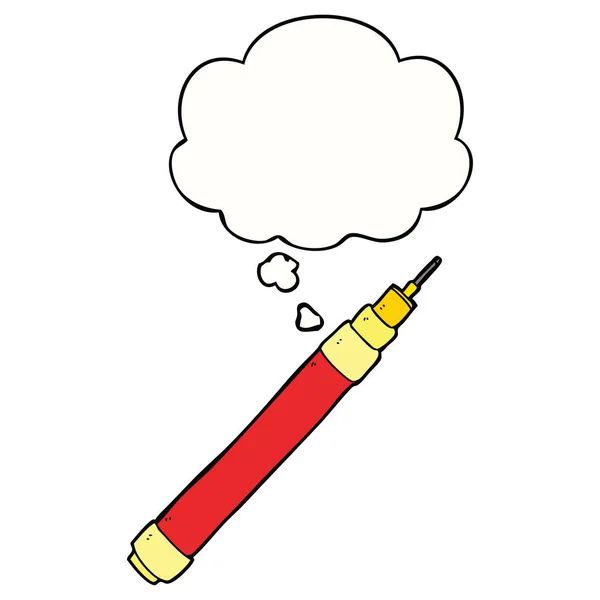 Tecknad penna och tankebubbla — Stock vektor