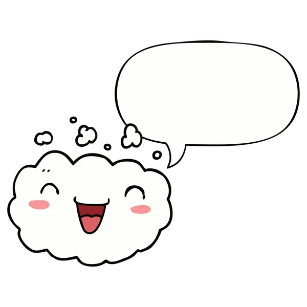 Happy cartoon cloud and speech bubble - Stok Vektor
