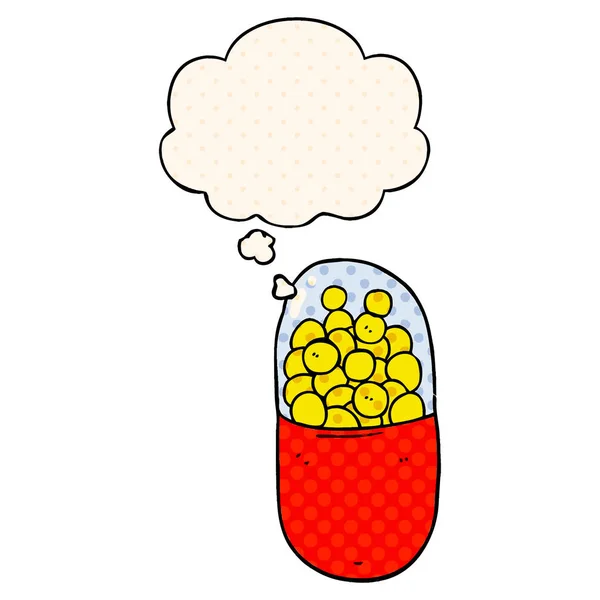 Мультфильм таблетки и мыслей пузырь в стиле комиксов — стоковый вектор