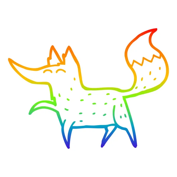 Arco-íris linha gradiente desenho cartoon fox — Vetor de Stock