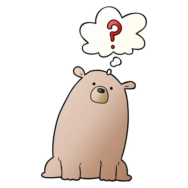 Karikatur neugieriger Bär und Gedankenblase im sanften Gradienten-Stil — Stockvektor