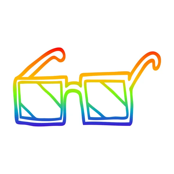 Rainbow gradient linje ritning Cartoon Square solglasögon — Stock vektor