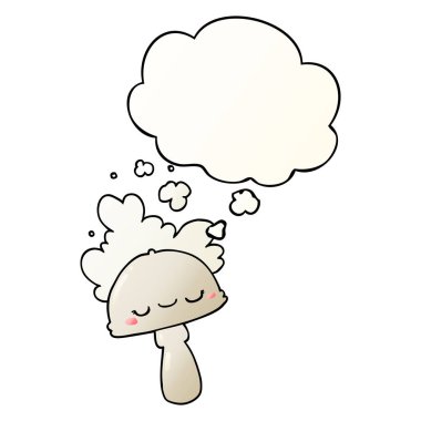 pürüzsüz g spoor bulut ve düşünce balonu ile karikatür mantar
