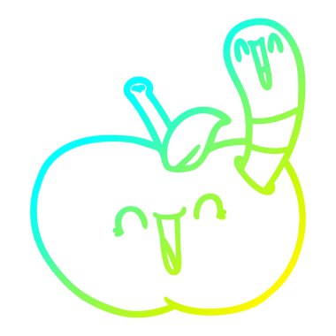 mutlu elma soğuk degrade çizgi çizim karikatür solucan