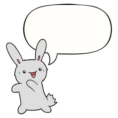 karikatür tavşan ve konuşma balonu
