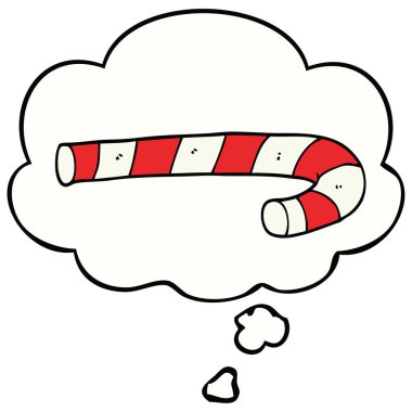 karikatür şeker kamışı ve düşünce balonu